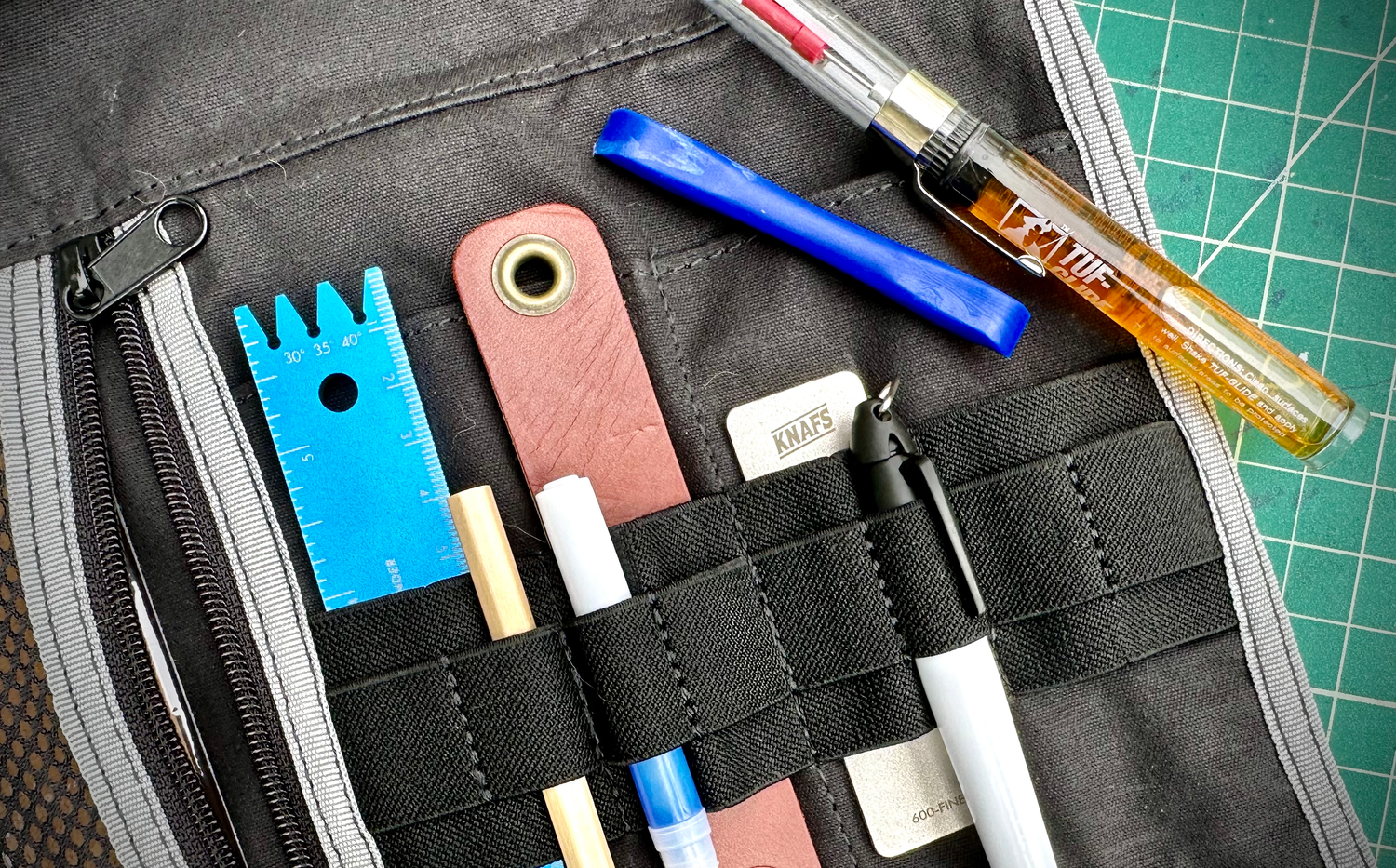 The Knafs Loaded Burrito is your one stop shop for all the tools you need to maintain your knife.