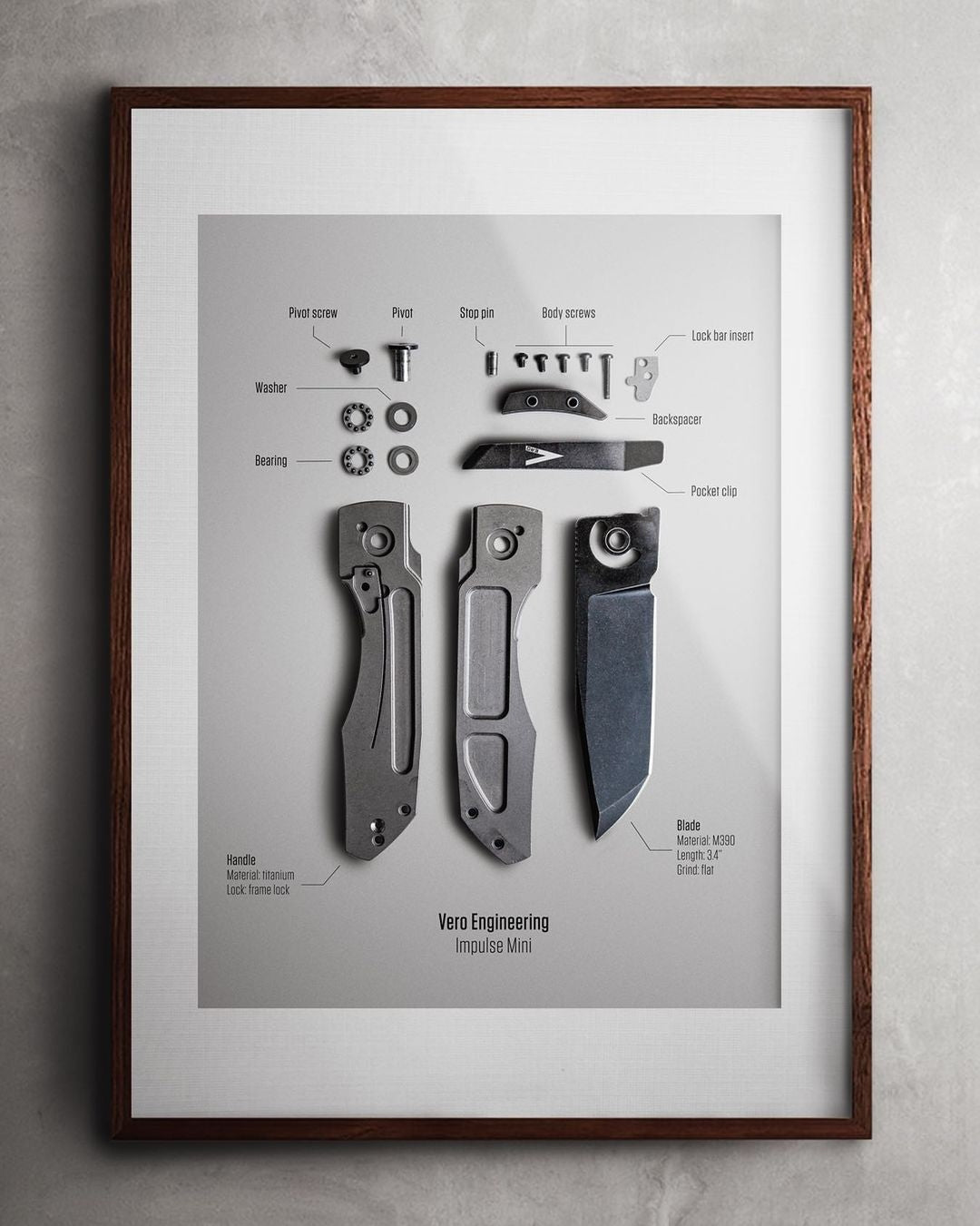 Vero Engineering Pocket Knife Poster in Frame