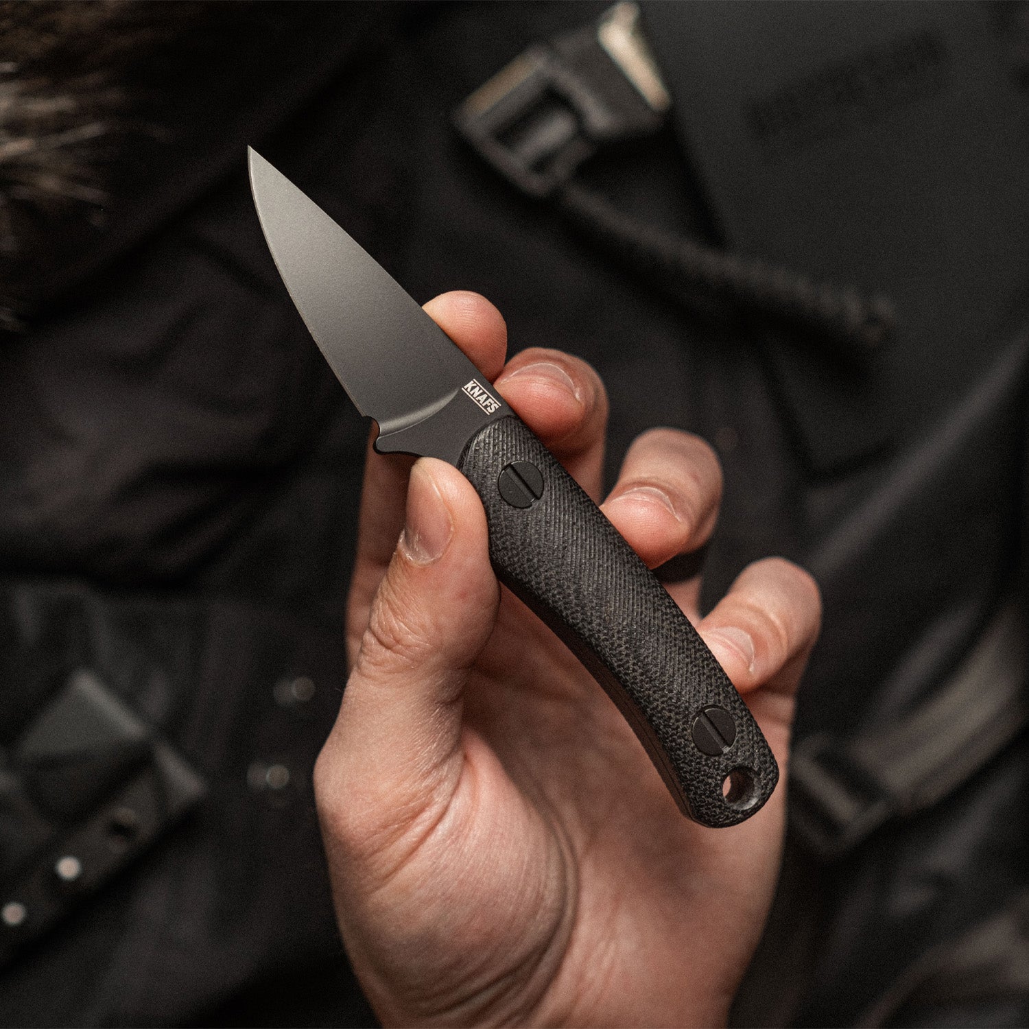 Little Lulu Fixed Blade Knife - Black Cerakote MagnaCut - Black Micarta