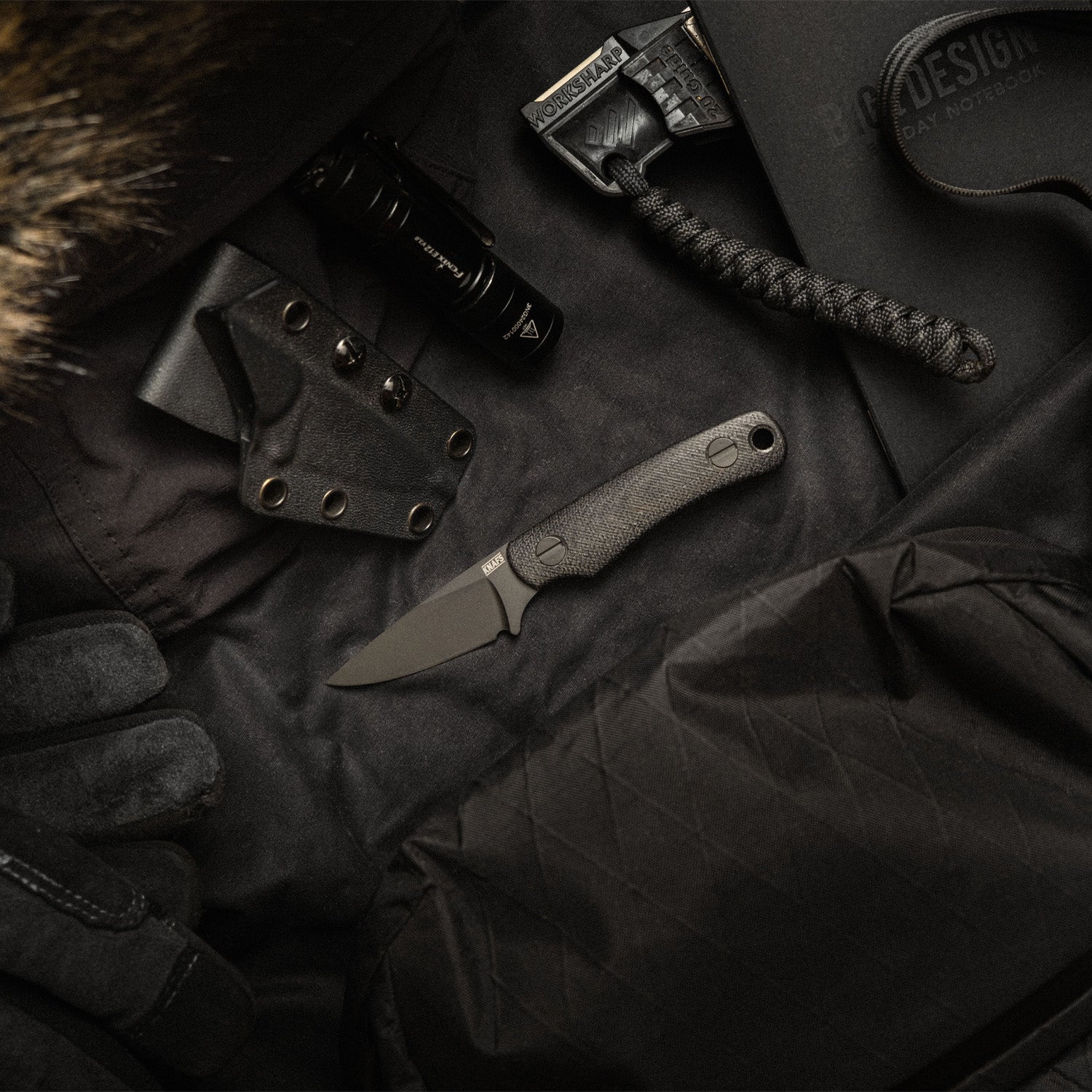 Little Lulu Fixed Blade Knife - Black Cerakote MagnaCut - Black Micarta