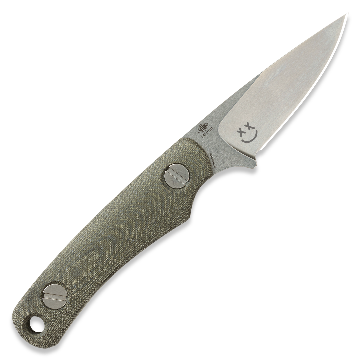 TUFF クナイペン　タクレットL Little Lulu Fixed Blade Knife- Stonewash MagnaCut - Green Micarta