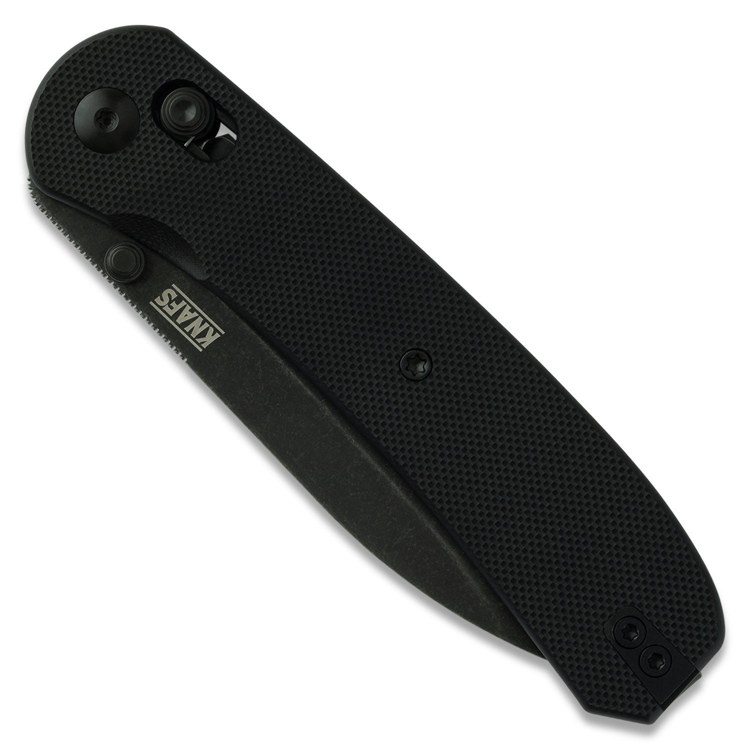 KNAFS-00180-Lander 2 Pocket Knife Black G10 Clutch Lock front closed