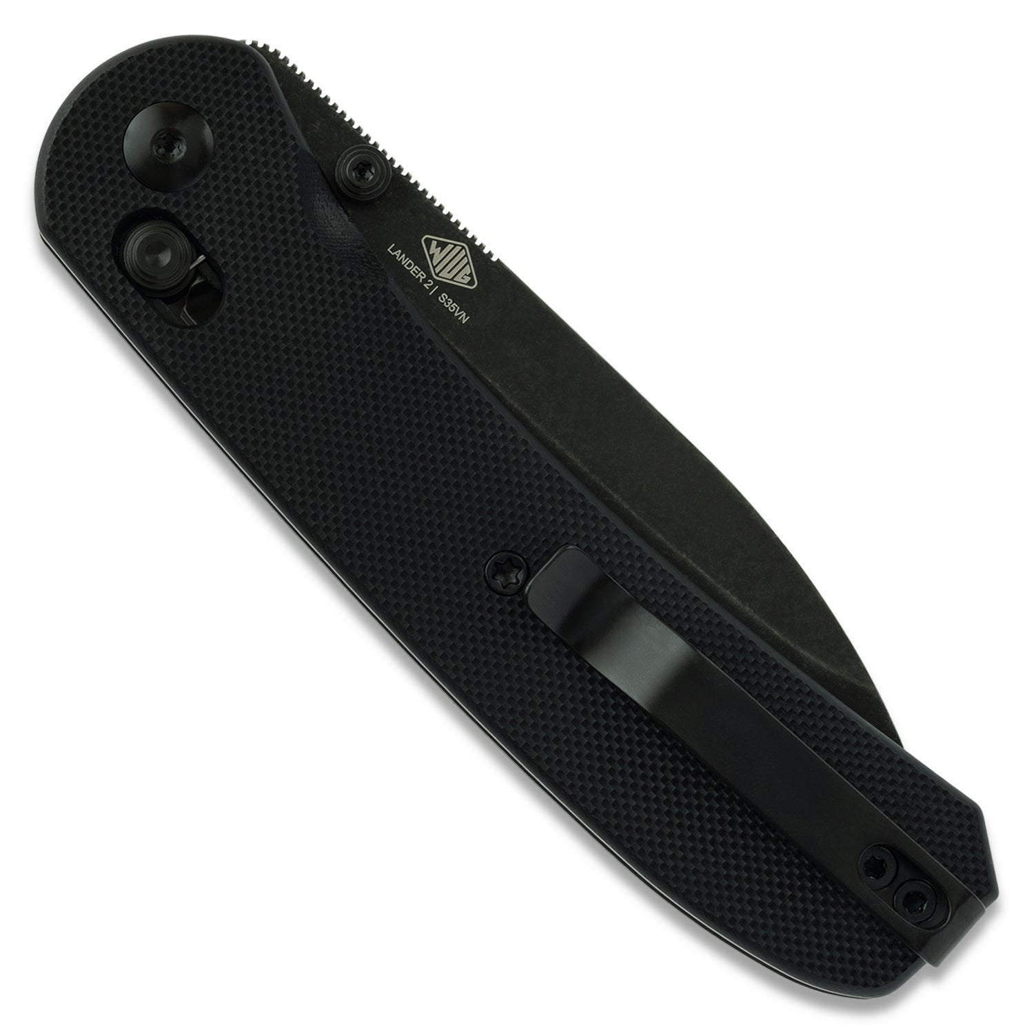 KNAFS-00180-Lander 2 Pocket Knife Black G10 Clutch Lock back closed