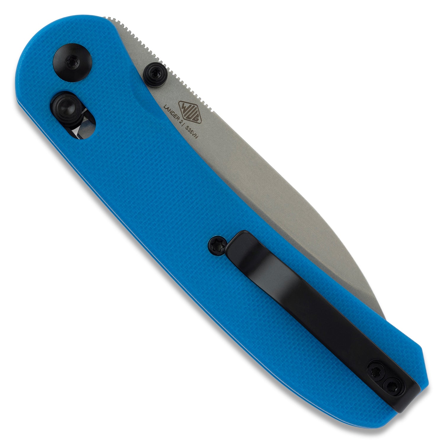 Lander 2 Pocket Knife Blue G10 Clutch Lock back closed