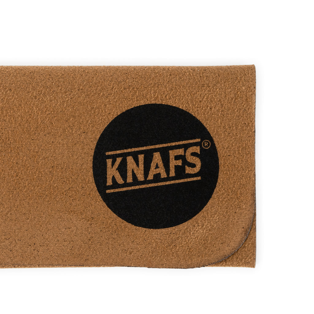 Knafs brown polishing cloth with logo - logo close up