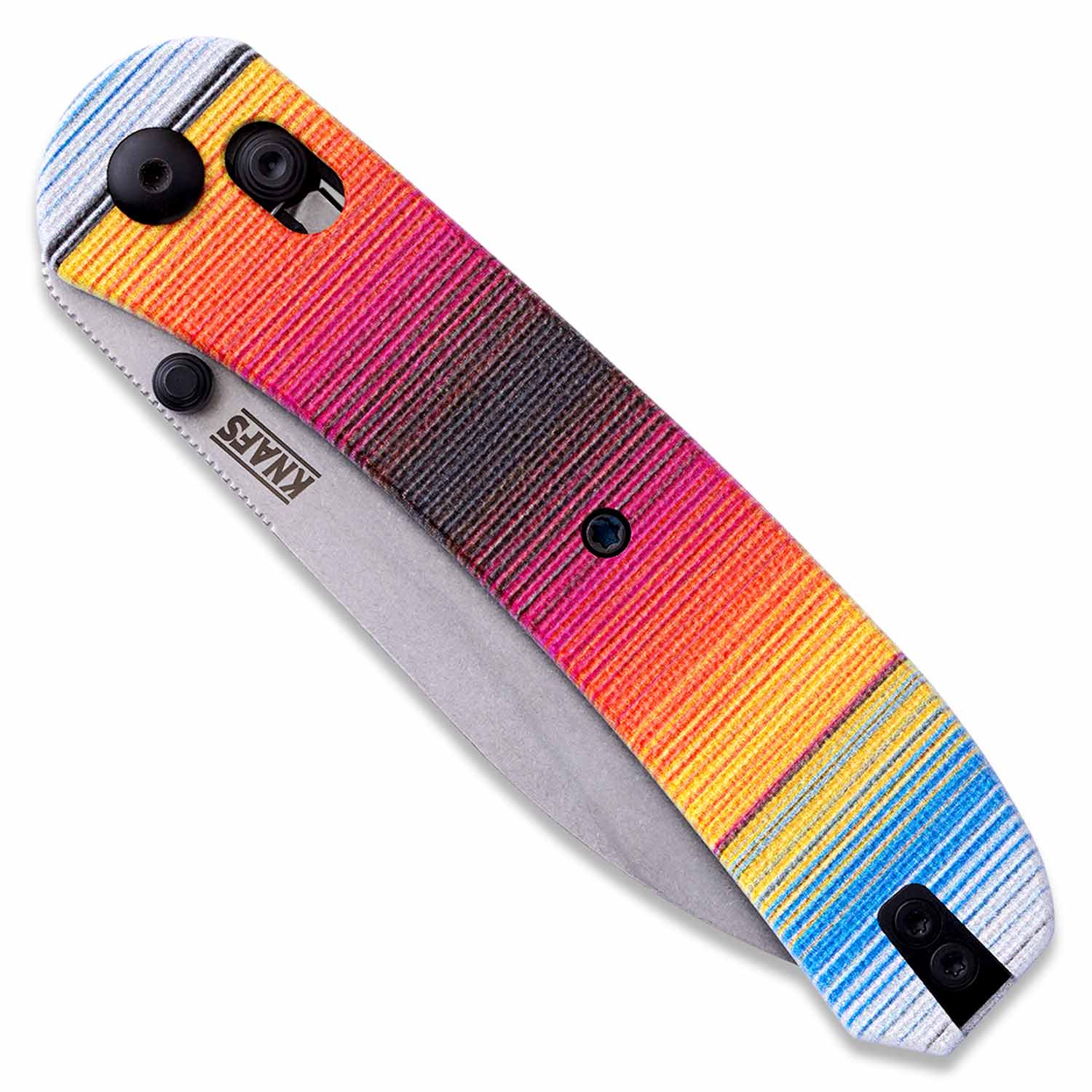 Lander 2 Knife Scales - Mexican Blanket G10 on knife closed frontside