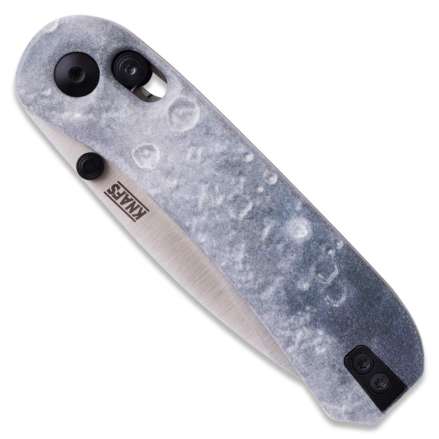 Lander 3 Knife Scales- 3D Lunar Moon Surface - Tranquility Base on knive closed front