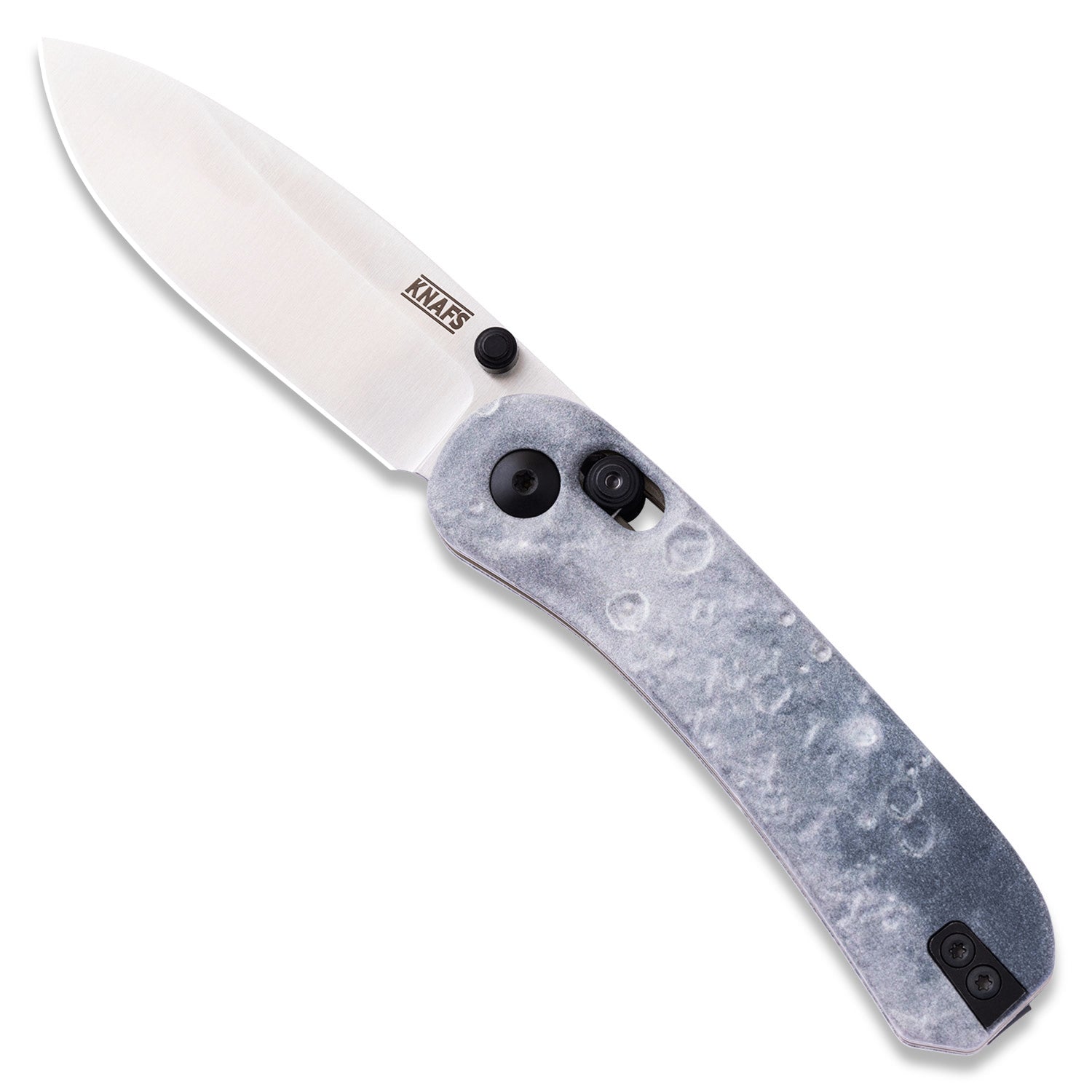 Lander 3 Knife Scales- 3D Lunar Moon Surface - Tranquility Base on knife front open