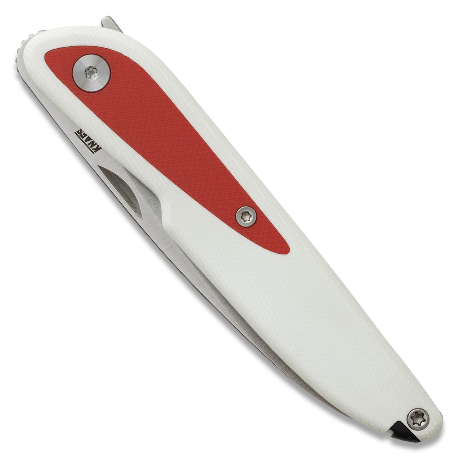 Doodler Pocket Knife - White G10 Scales - Red Inlays - S35VN