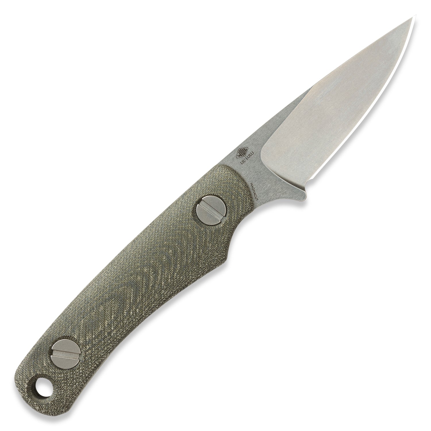 KNAFS-00596 Little-Lulu Stonewash MagnaCut Green Micarta back