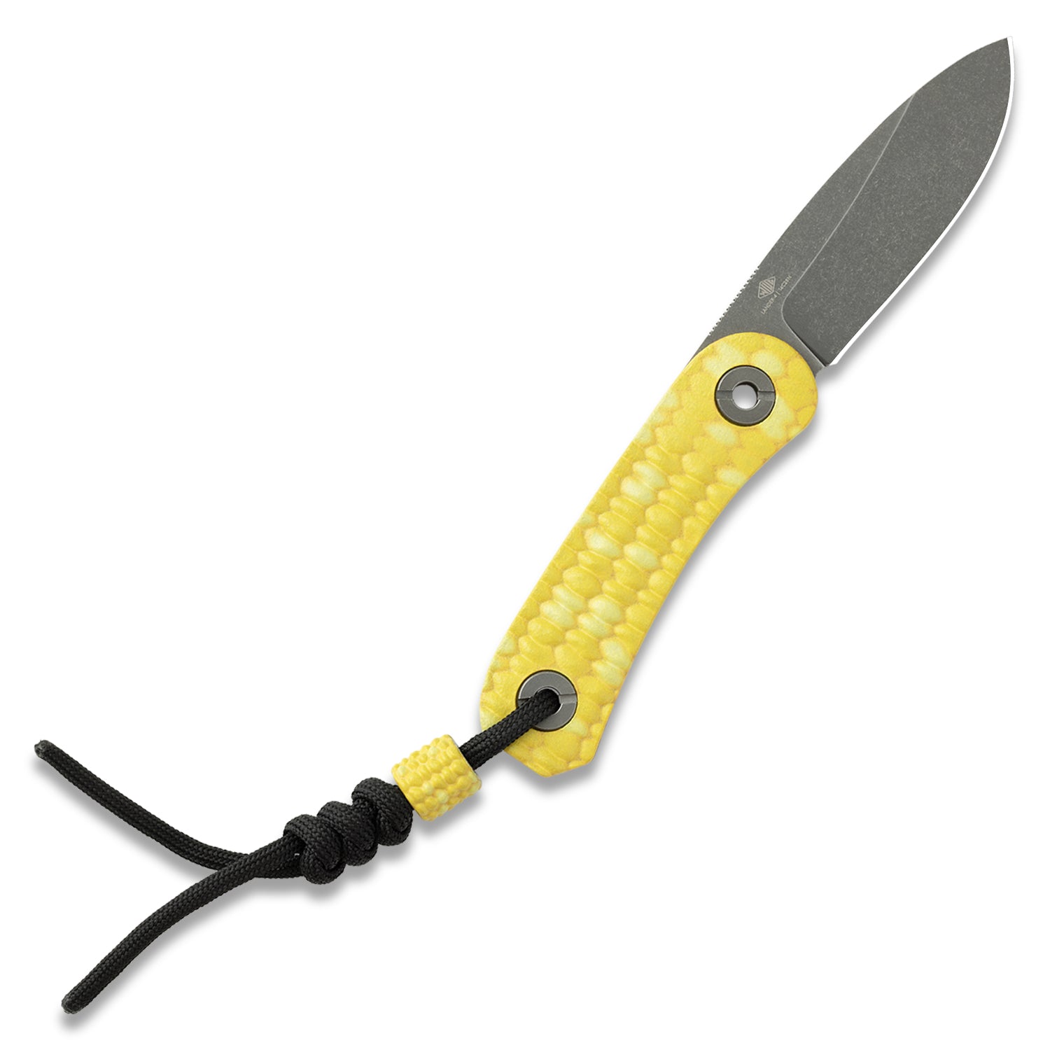 KNAFS-00642 fixed blade knife with yellow corn scales. Lander 4 Corn Knife.