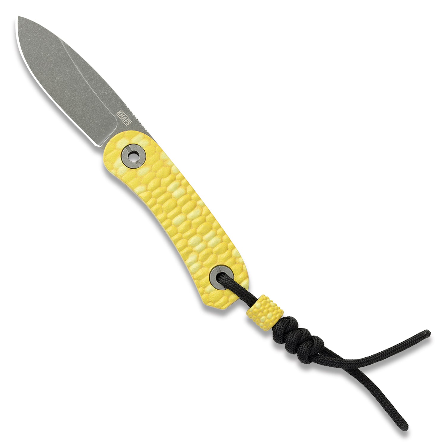 KNAFS-00642 fixed blade knife with yellow corn scales. Lander 4 Corn Knife.