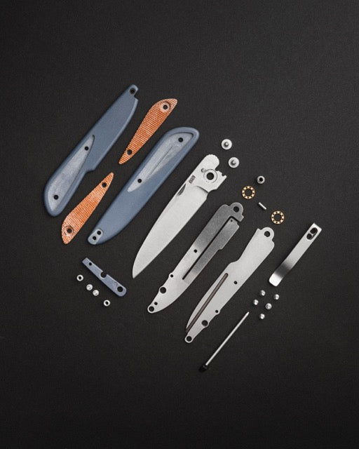 Doodler Pocket Knife - Horizon Blue G10 Scales - Brown Micarta Inlays - S35VN