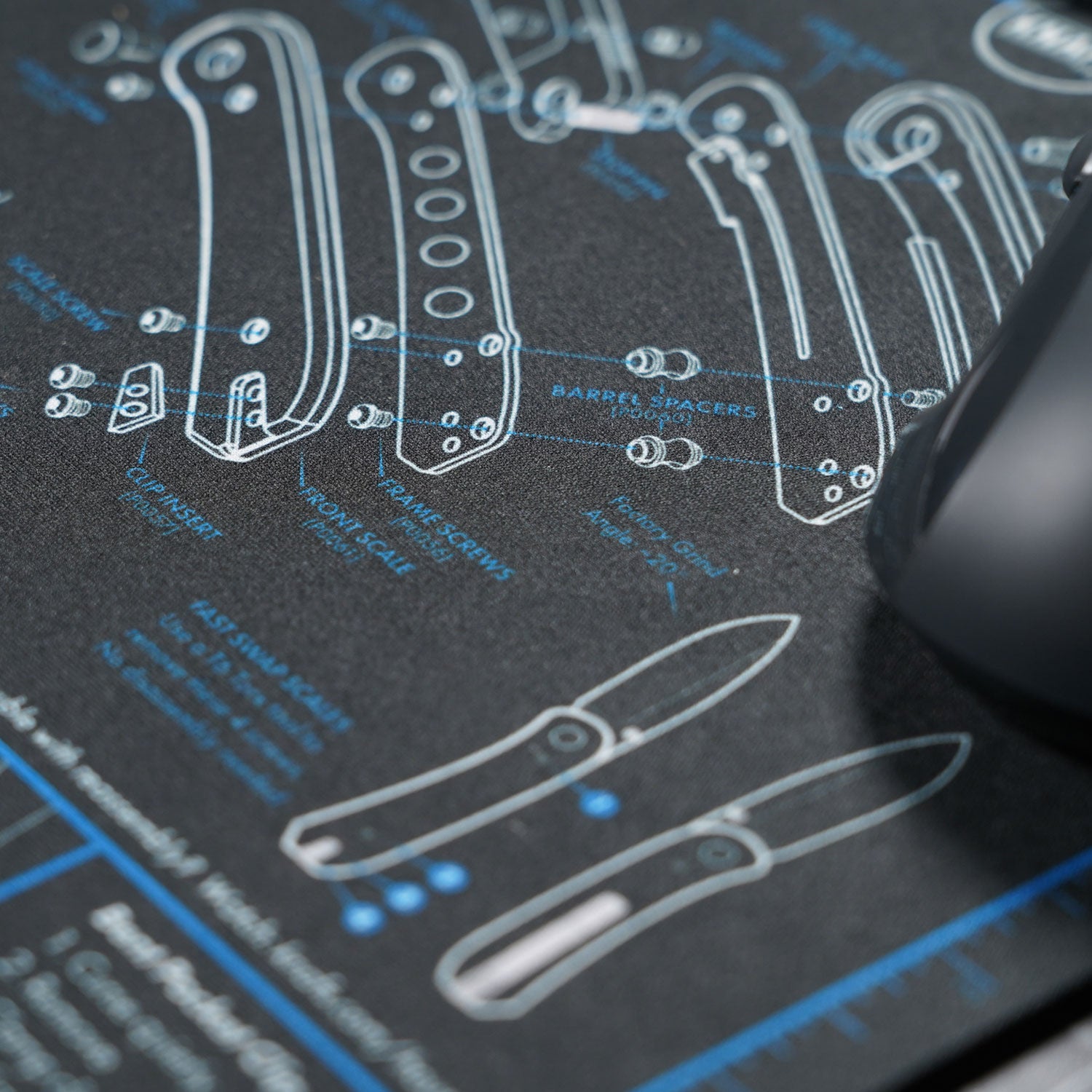 Lander Pocket Knife Shop Mat - Mouse Pad - Front View upclose