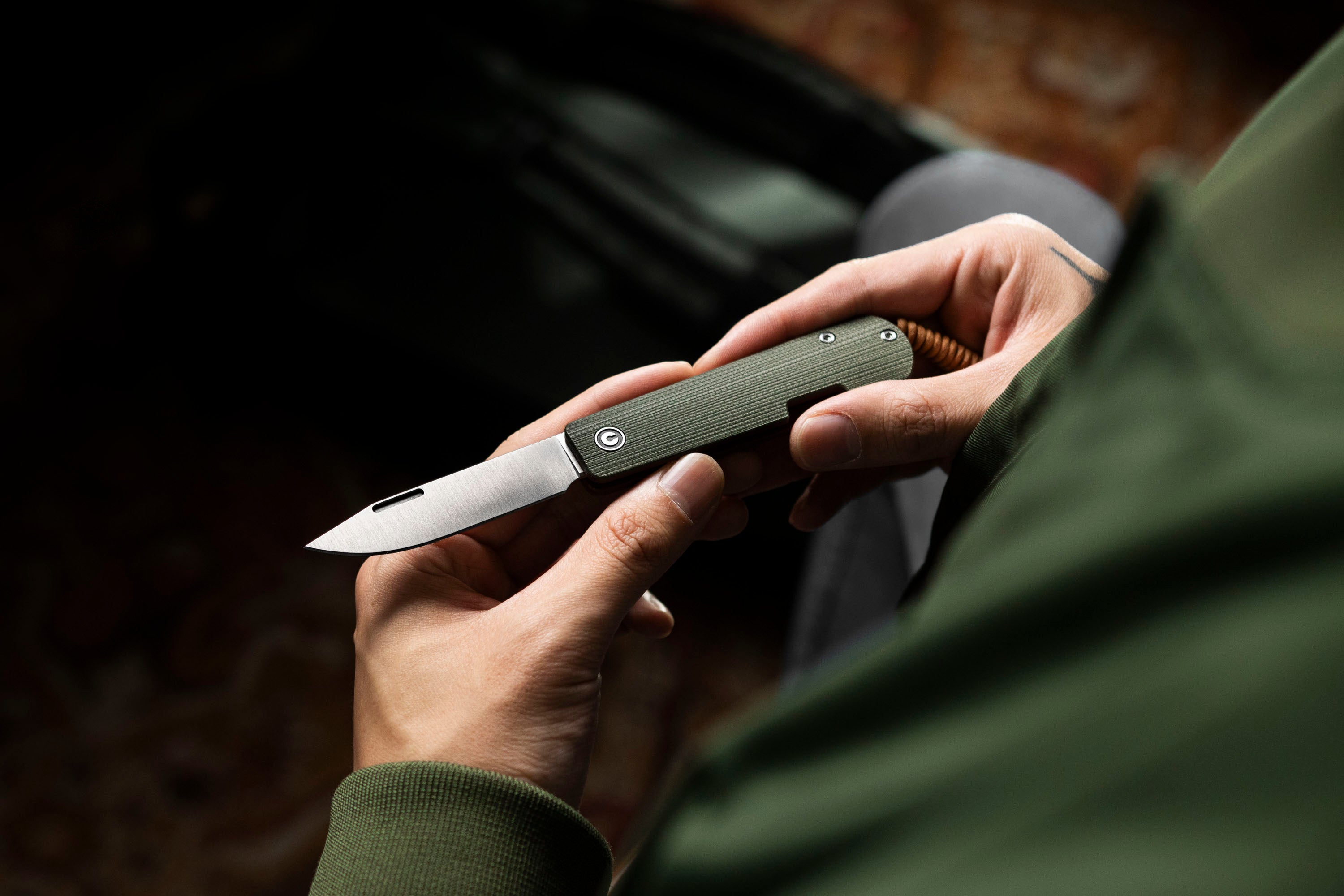 Slippy Sendy Pocket Knife - Green/Red G10 - Nitro V