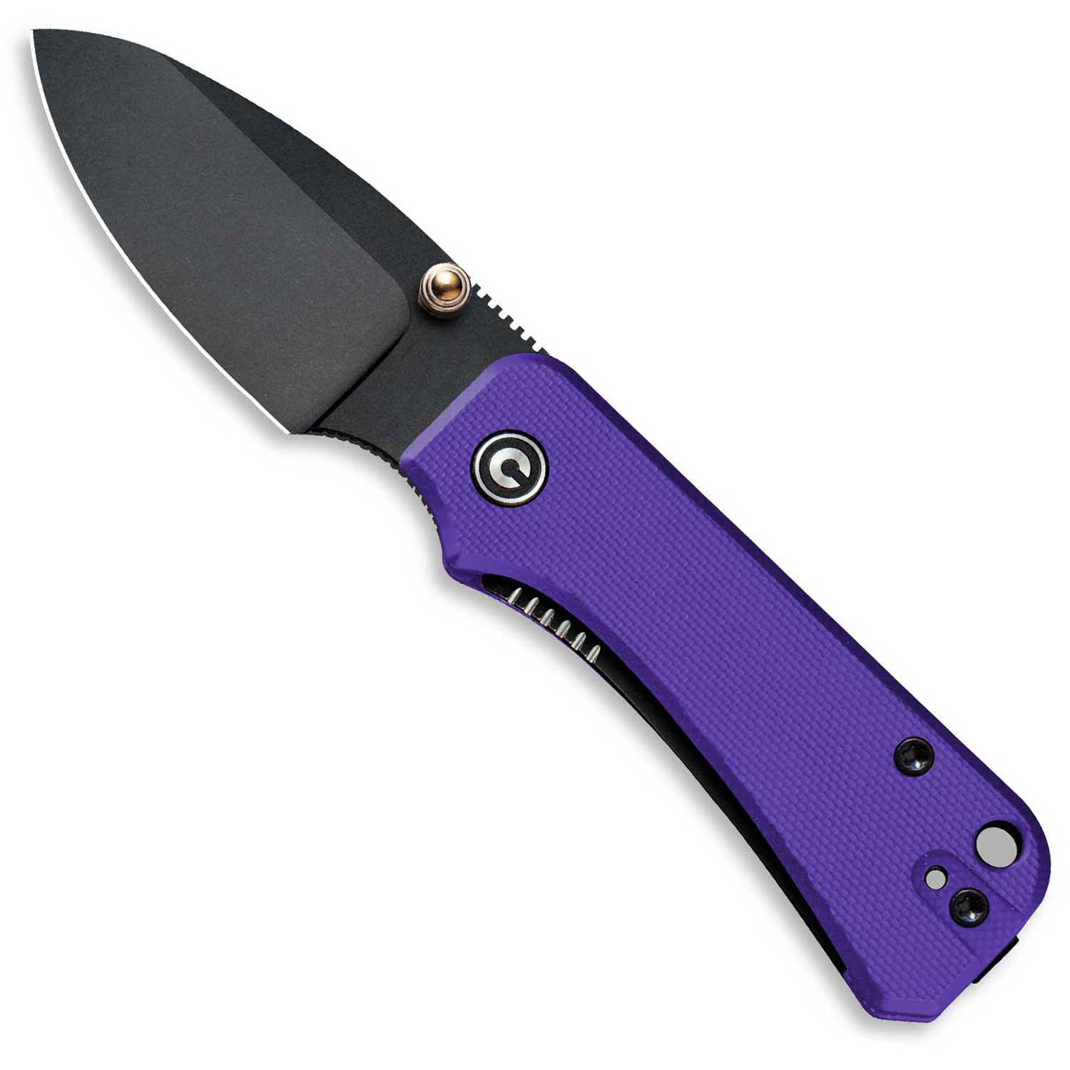 Baby Banter Pocket Knife - Purple G10 - Black Stonewash Nitro V - open front