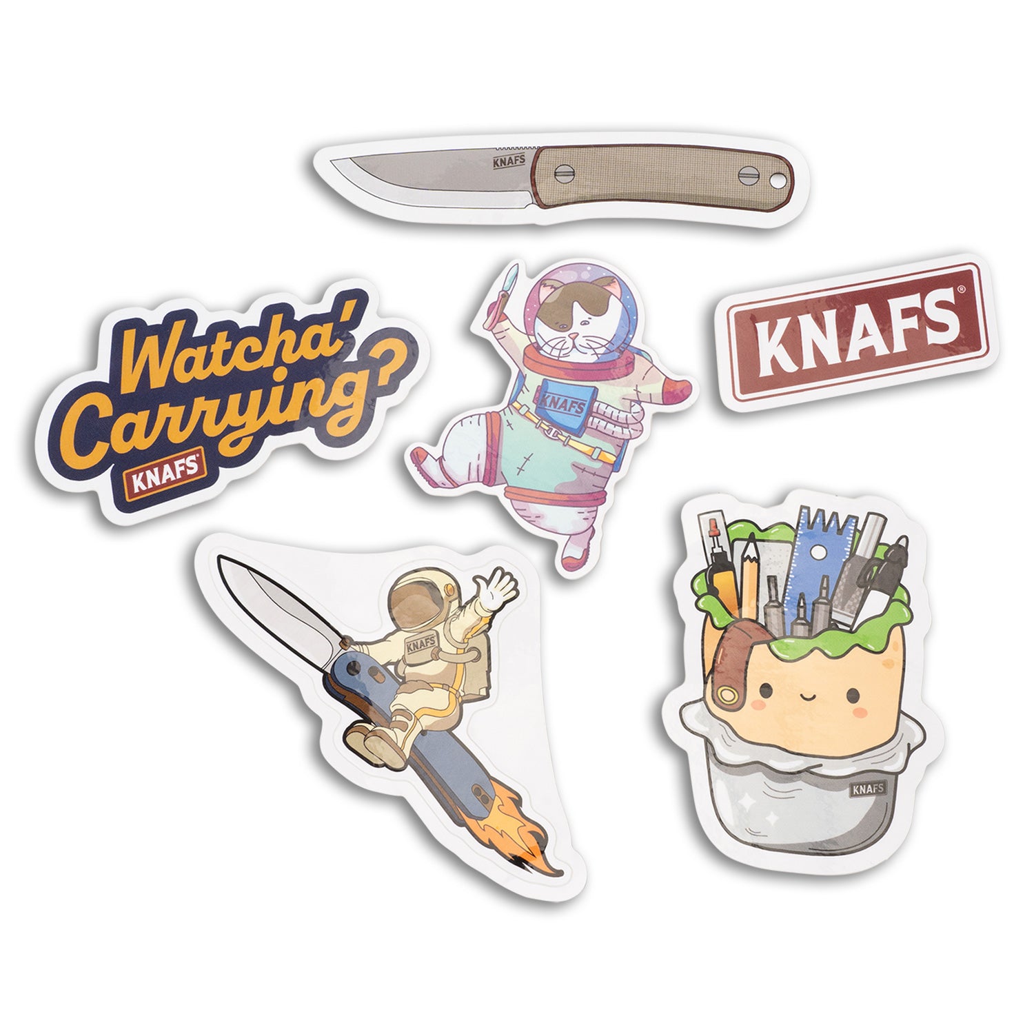 Knafs Sticker Pack v2 - 6 Slaps Whatch'Carrying, Gary, Knafs, Lulu, Loaded Burrio, Astrodude