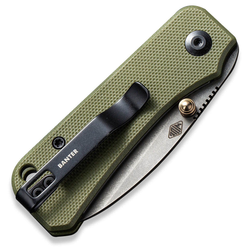 CIVIVI Baby Banter Pocket Knife - OD Green G10 - Gray Stonewash Nitro V Blade - Closed Back