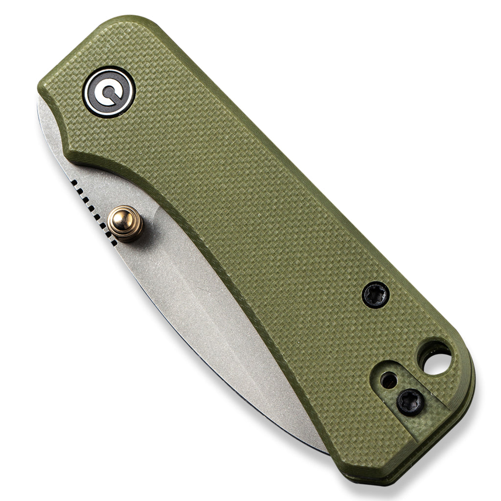 CIVIVI Baby Banter Pocket Knife - OD Green G10 - Gray Stonewash Nitro V Blade - Closed Front