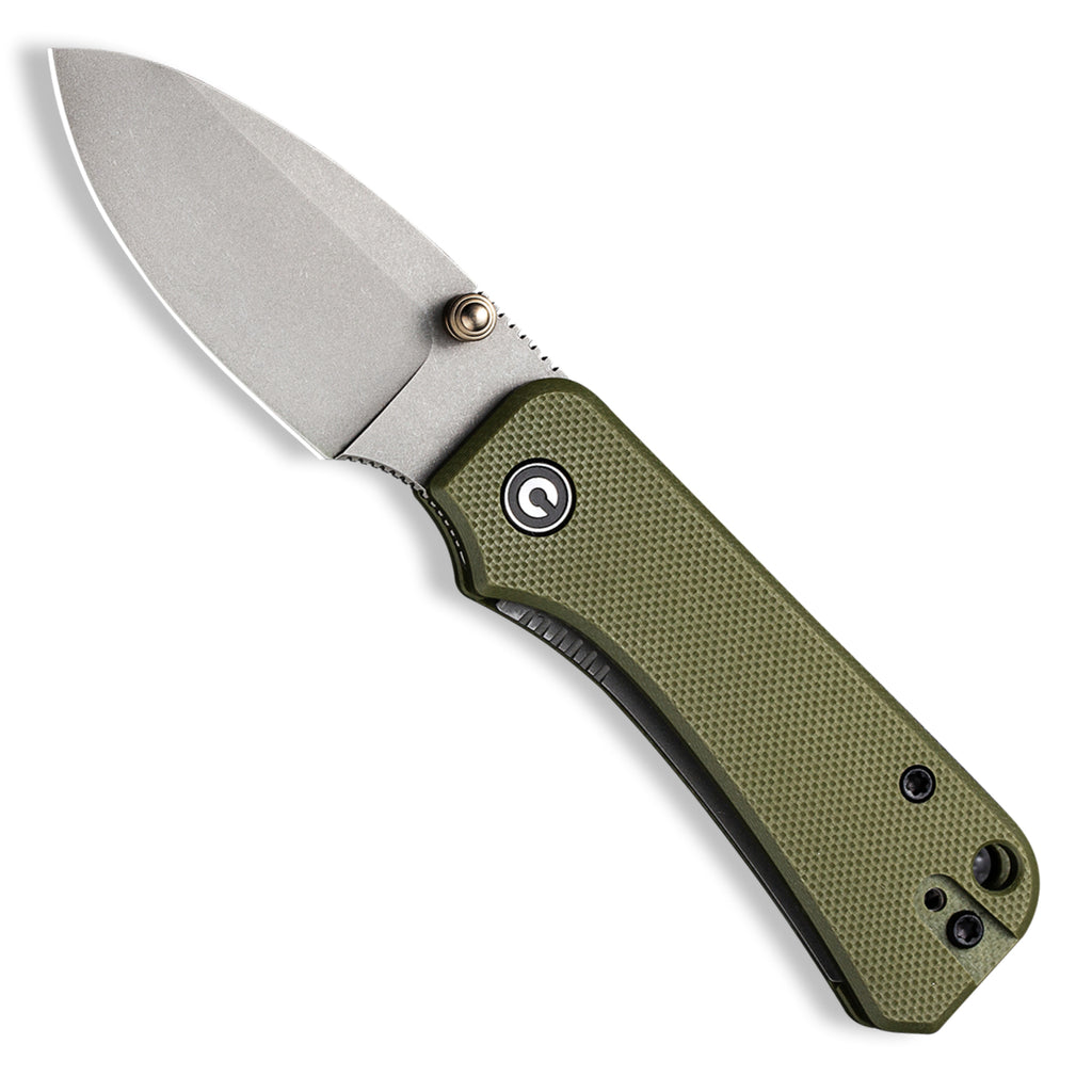 CIVIVI Baby Banter Pocket Knife - OD Green G10 - Gray Stonewash Nitro V Blade - Open Front