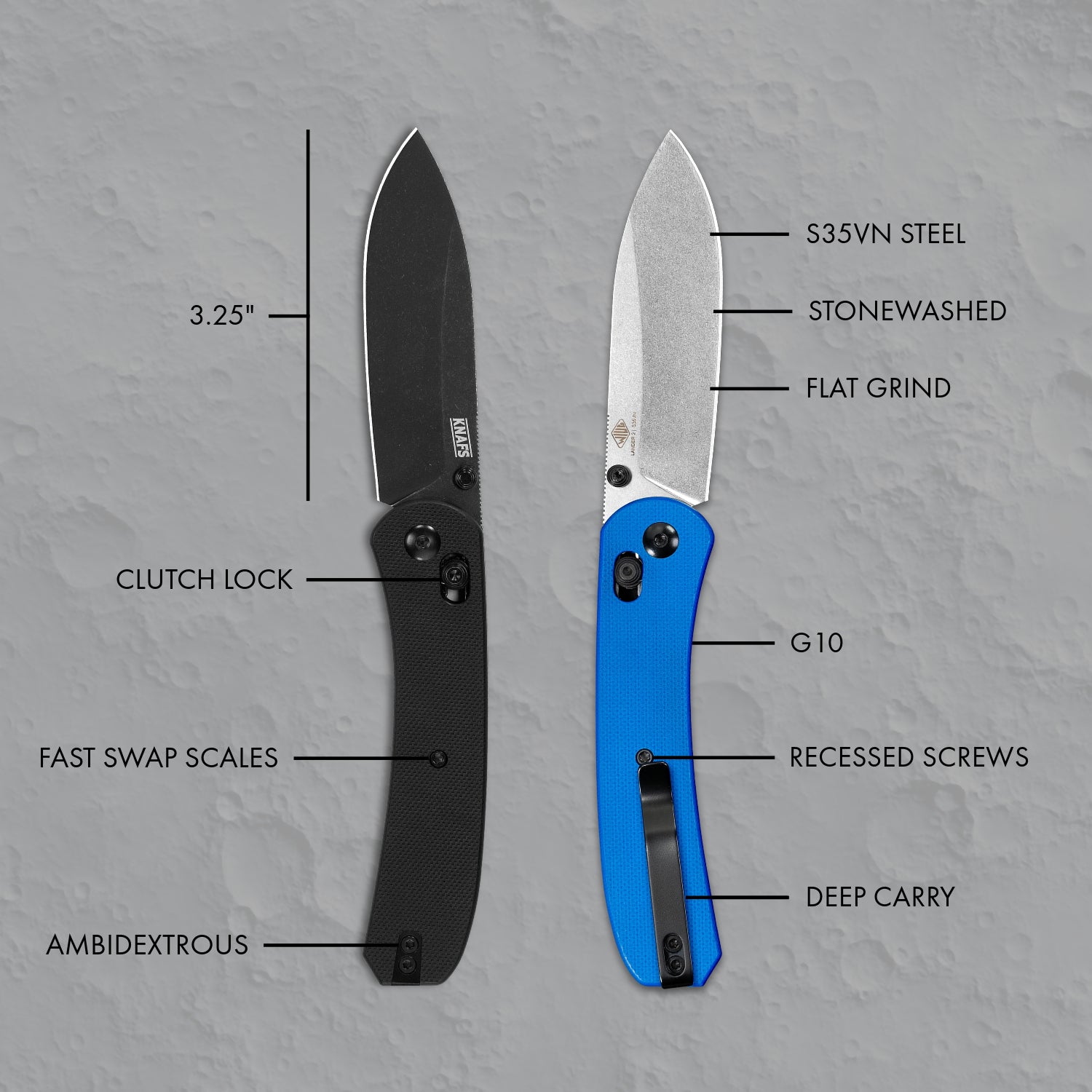 Lander 2 Pocket Knife - Blue G10 - Clutch Lock – Knafs