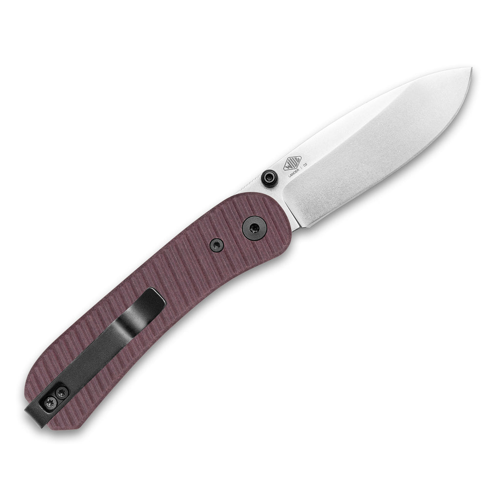 Barnescraft EDC Angled Flute Redstone Richlite Lander 1 knife scales - back scale on knife