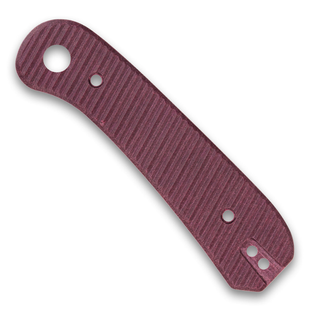 Barnescraft EDC Angled Flute Redstone Richlite Lander 1 knife scales - front single scale off knife