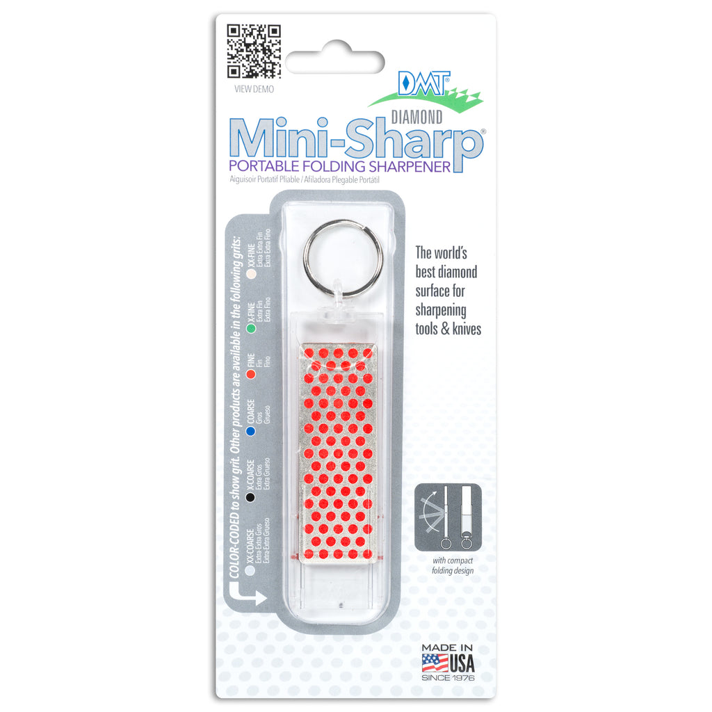 DMT Diamond Mini-Sharp Pocket Knife Sharpener - Red/Fine - Product in package - front