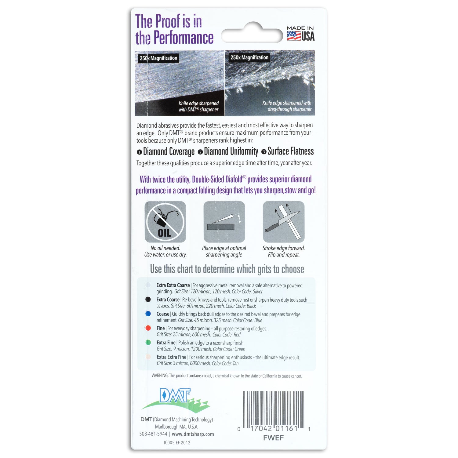 DMT - Double-Sided Diafold Sharpener - X Fine/Fine - Product in package - back