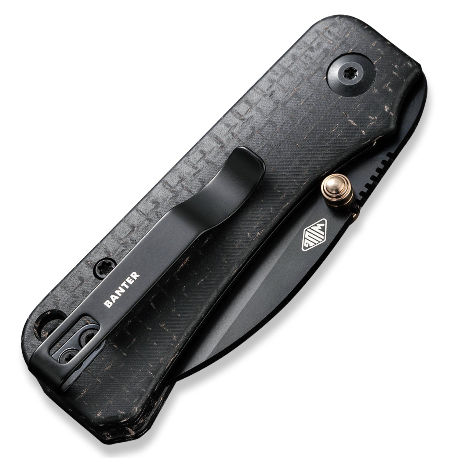 CIVIVI Baby Banter Pocket Knife - Wharncliffe Nitro V - Black Burlap Micarta - Closed Back