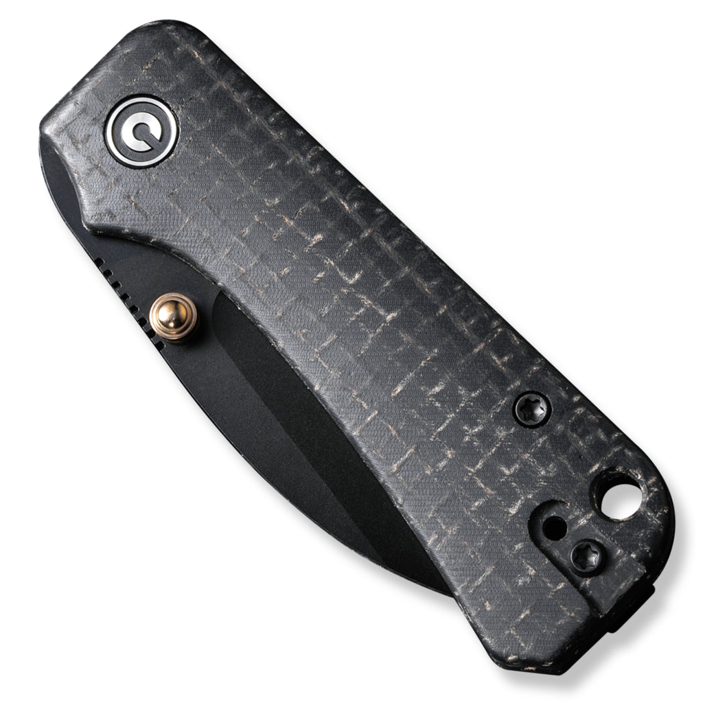 CIVIVI Baby Banter Pocket Knife - Wharncliffe Nitro V - Black Burlap Micarta - Closed Front