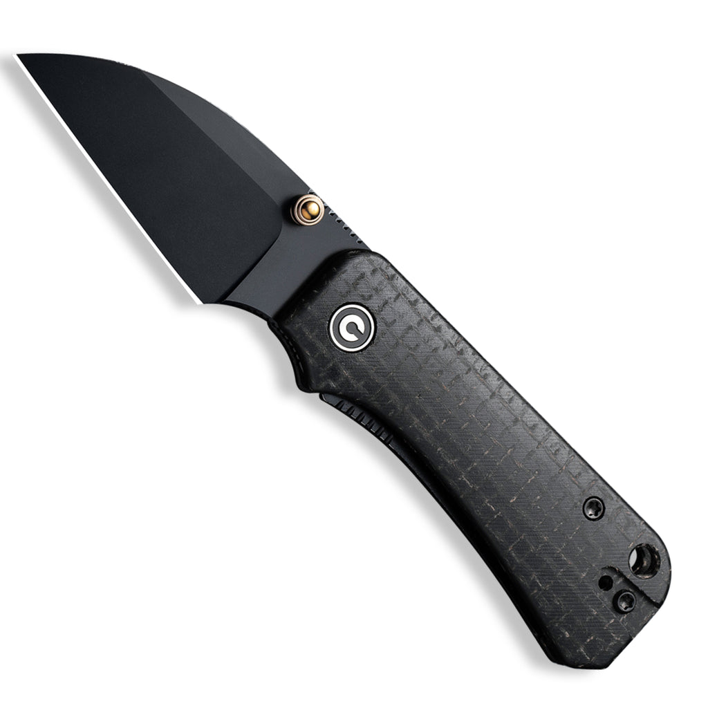 CIVIVI Baby Banter Pocket Knife - Wharncliffe Nitro V - Black Burlap Micarta - Open Front