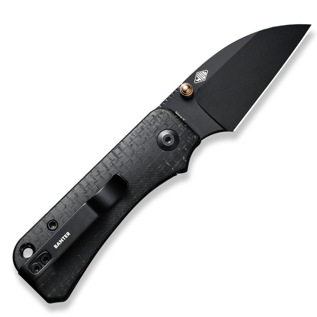 CIVIVI Baby Banter Pocket Knife - Wharncliffe Nitro V - Black Burlap Micarta - Open Back