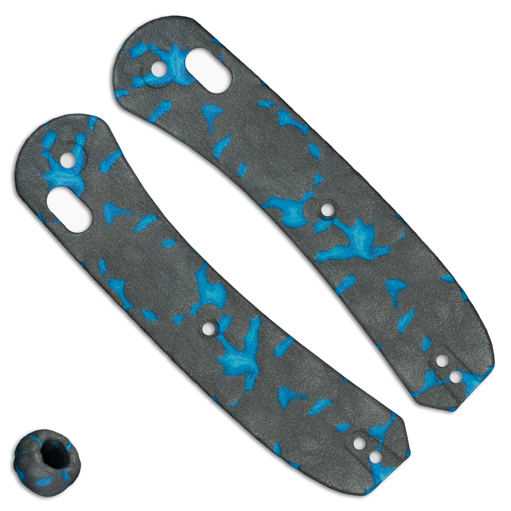 Lava Icy Blue Pattern Scales By Chroma Scales For The Knafs Lander 2 Pocket Knife - Both Scales Front With Bead