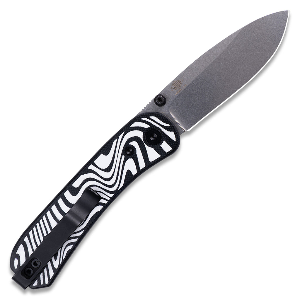 Knafs Lander 1 Pocket Knife Scales - Zebra Pattern G10 - Scale On Knife - Open Back