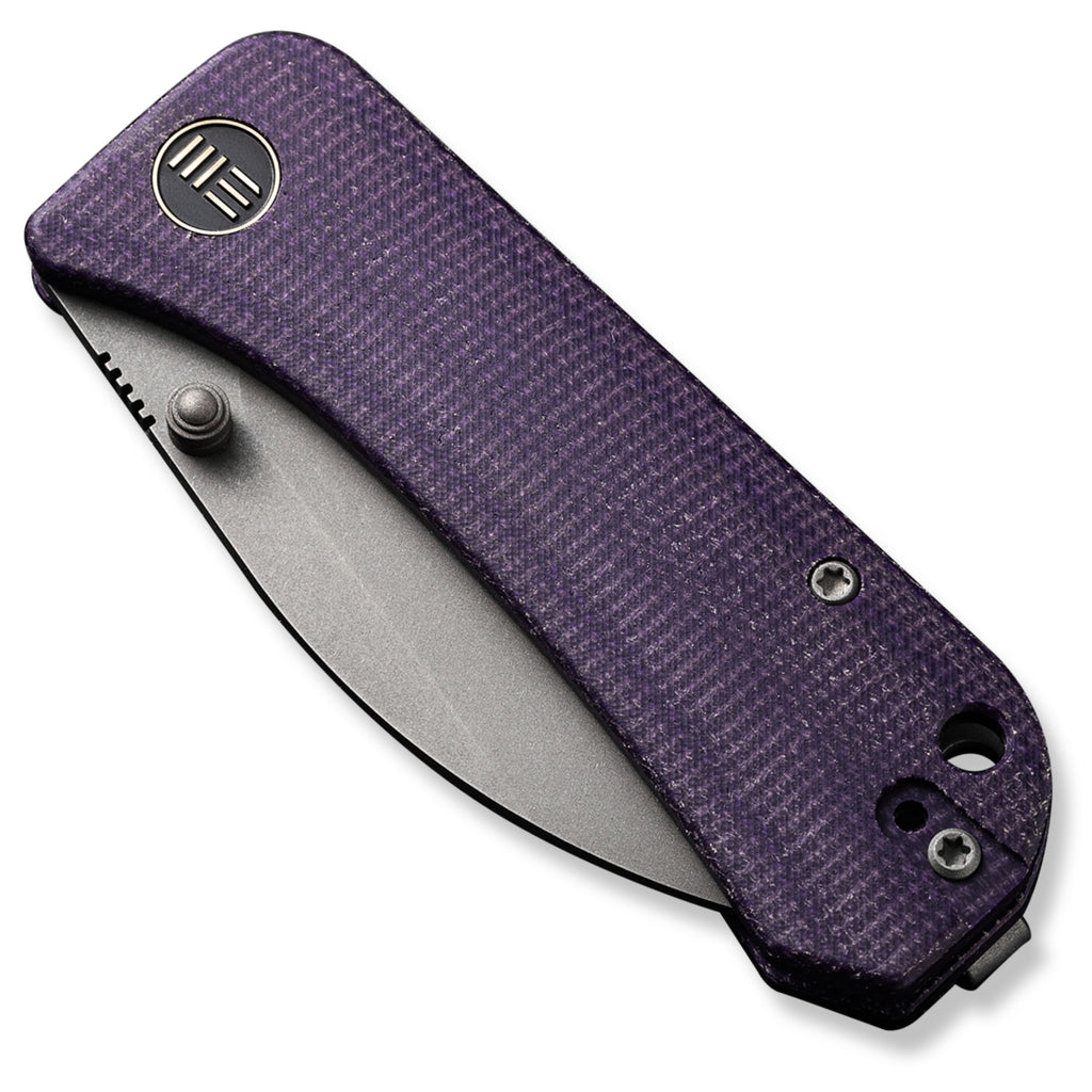 WE Knife Co. Banter Pocket Knife - Purple Canvas Micarta - Wharncliffe S35VN Blade - Closed Front
