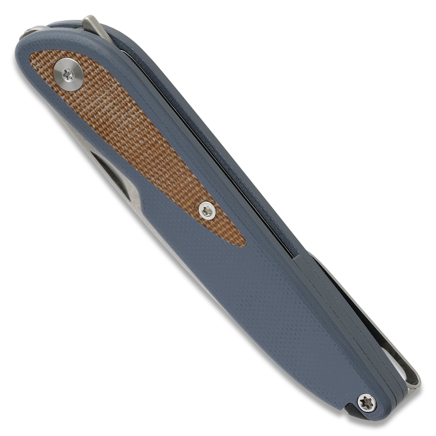 Doodler Pocket Knife - Horizon Blue G10 Scales - Brown Micarta Inlays - S35VN