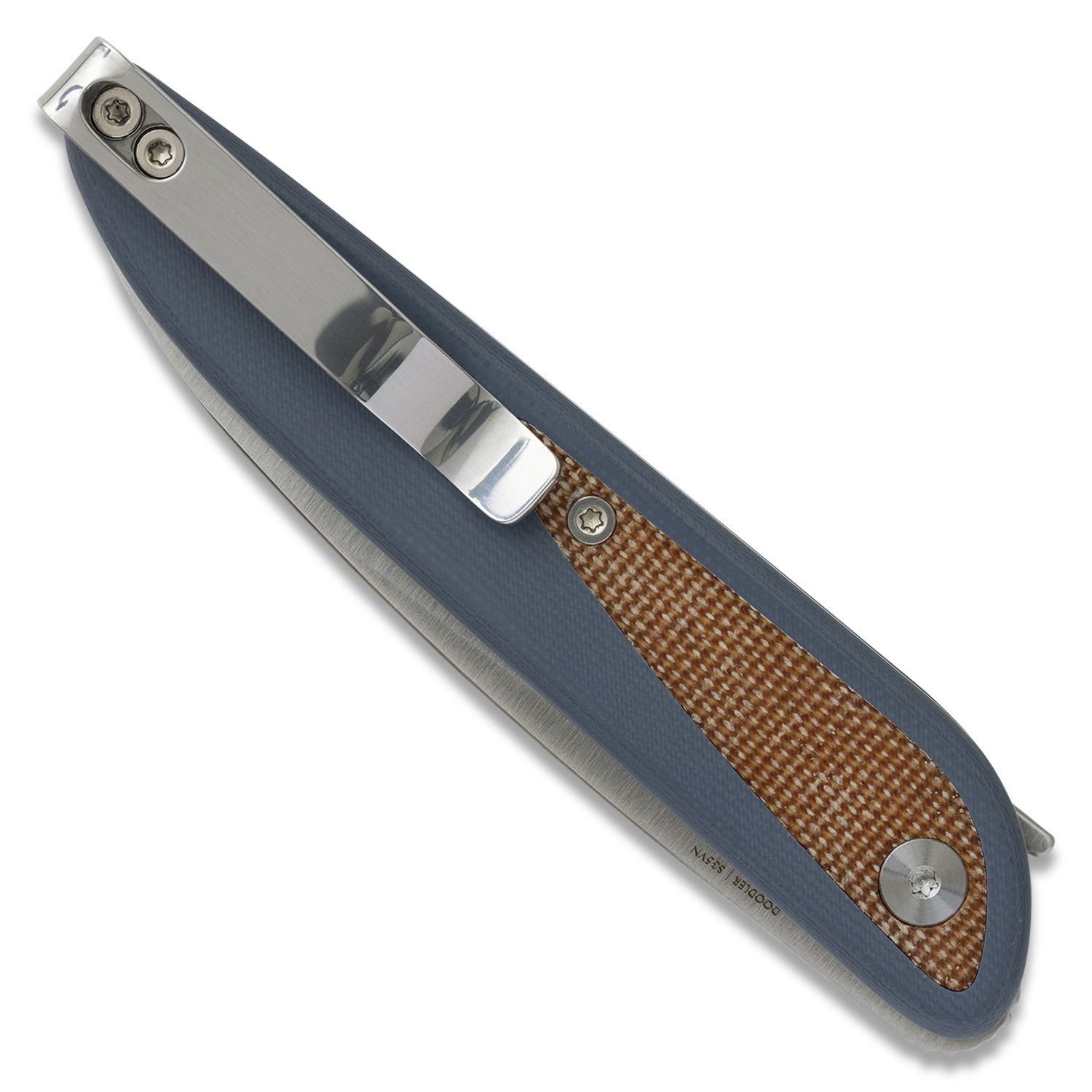 Doodler Pocket Knife - Horizon Blue G10 Scales - Brown Micarta Inlays - S35VN