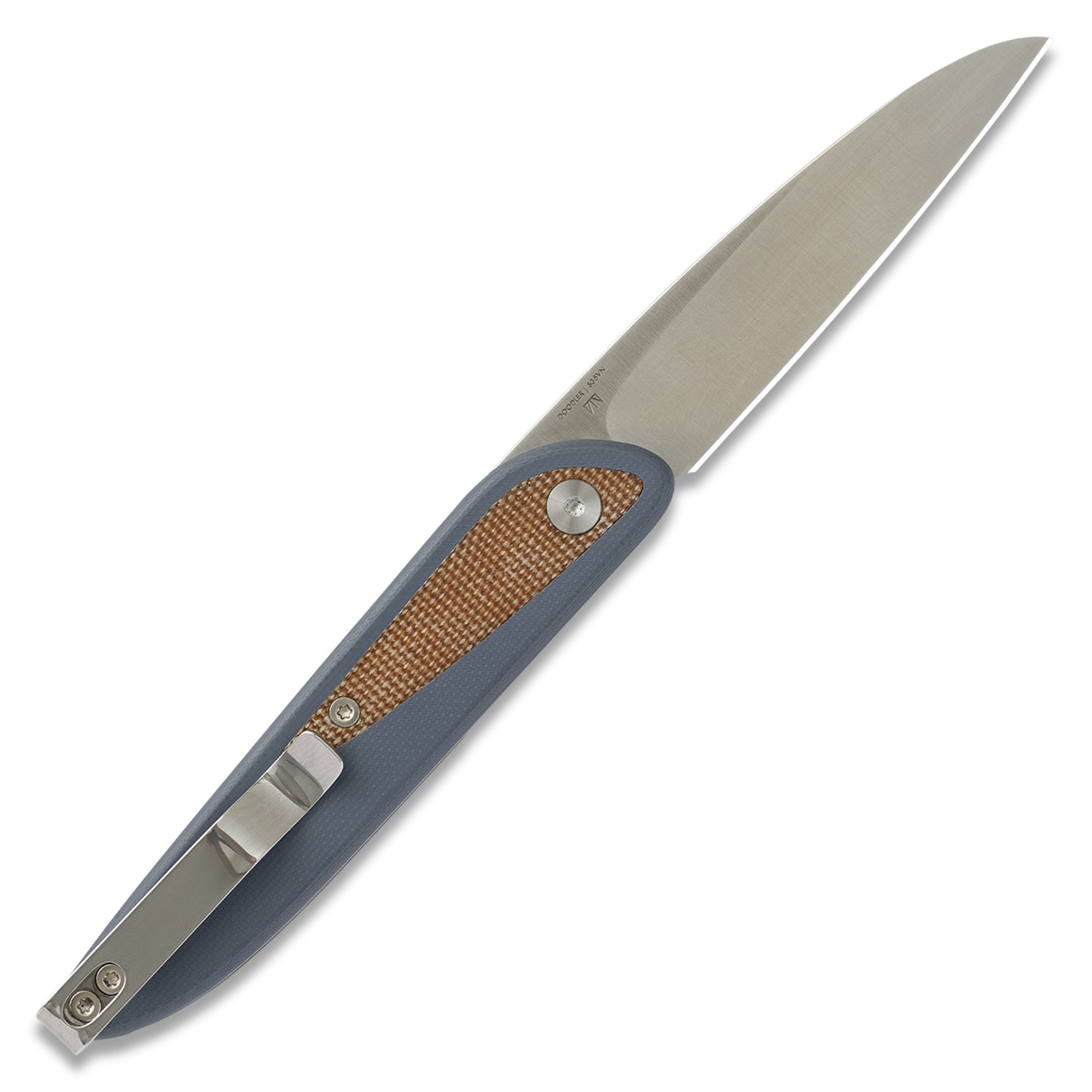 Doodler Pocket Knife - Horizon Blue G10 Scales - Brown Micarta Inlays - S35VN