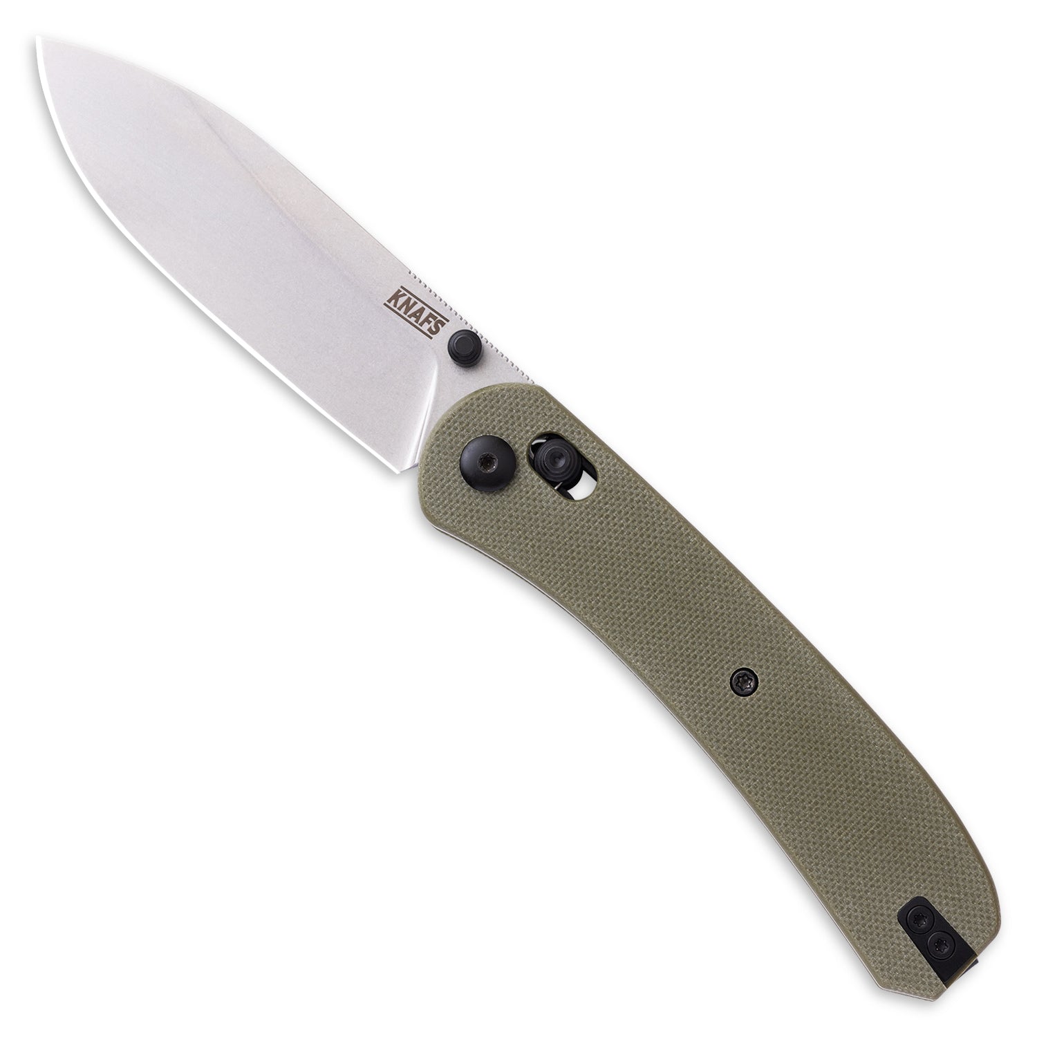 Lander 2 Pocket Knife - Flat G10 Scales - Pre-built - Gray Stonewash - OD Green handle