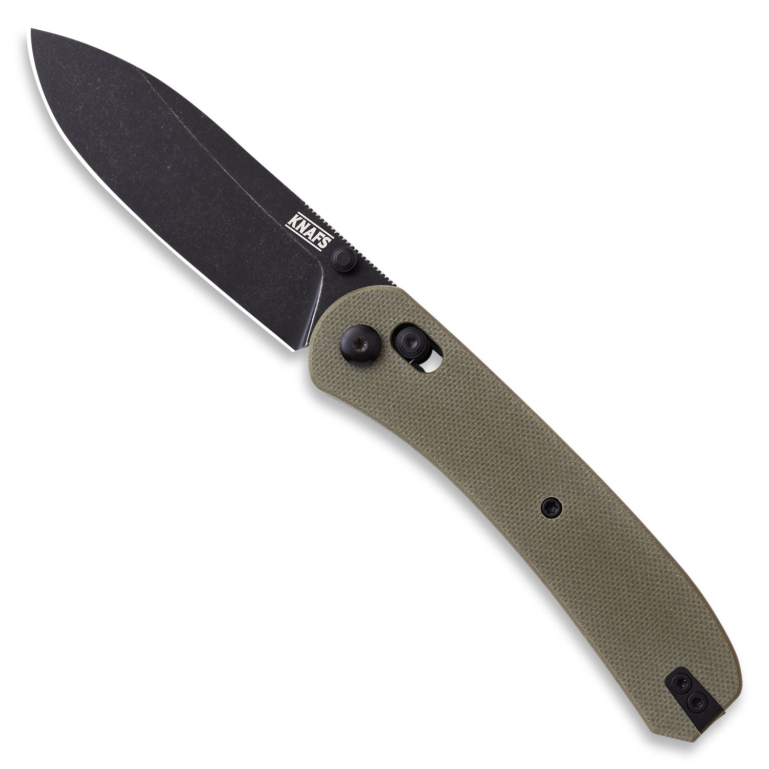 Lander 2 Pocket Knife - Flat G10 Scales - Pre-built - Black Stonewash - OD Green handle
