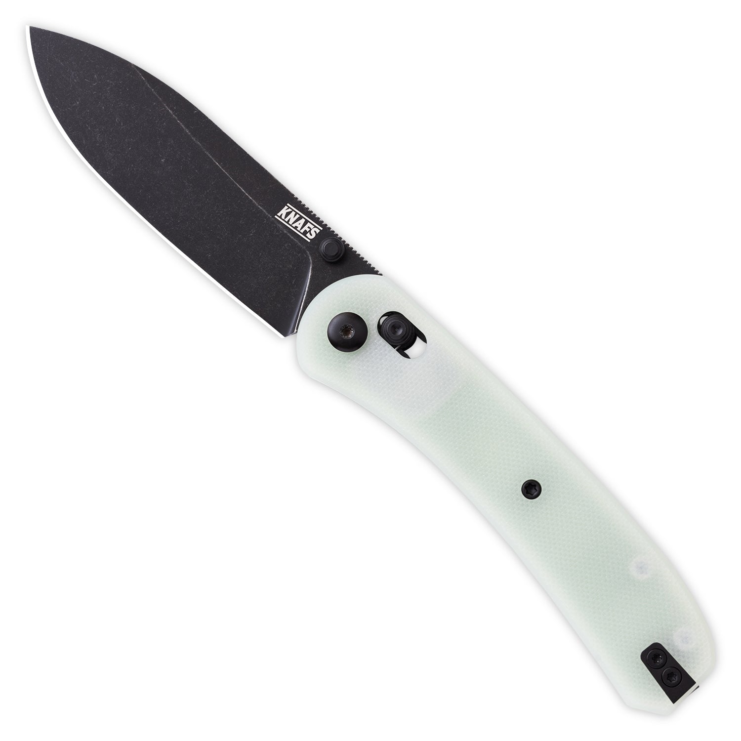 Lander 2 Pocket Knife - Flat G10 Scales - Pre-built - Black Stonewash - Natural handle