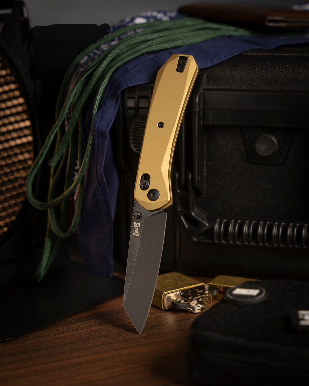 Lander 2 Reverse Tanto - Gold Aluminum - Elmax