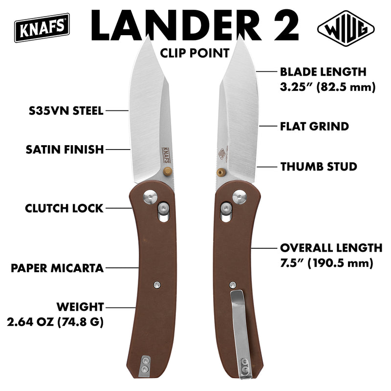 Lander 2 Pocket Knife - Clip Point - S35VN