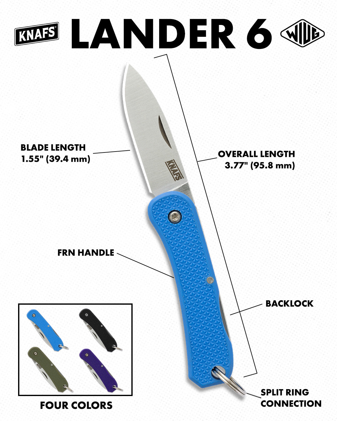 Lander 6 - Mini Keychain Knife - Blue