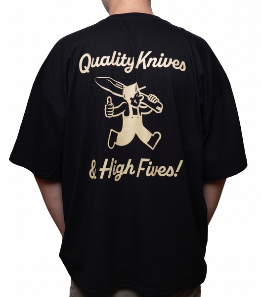Knafs T-Shirt - Quality Knives and High Fives - Black