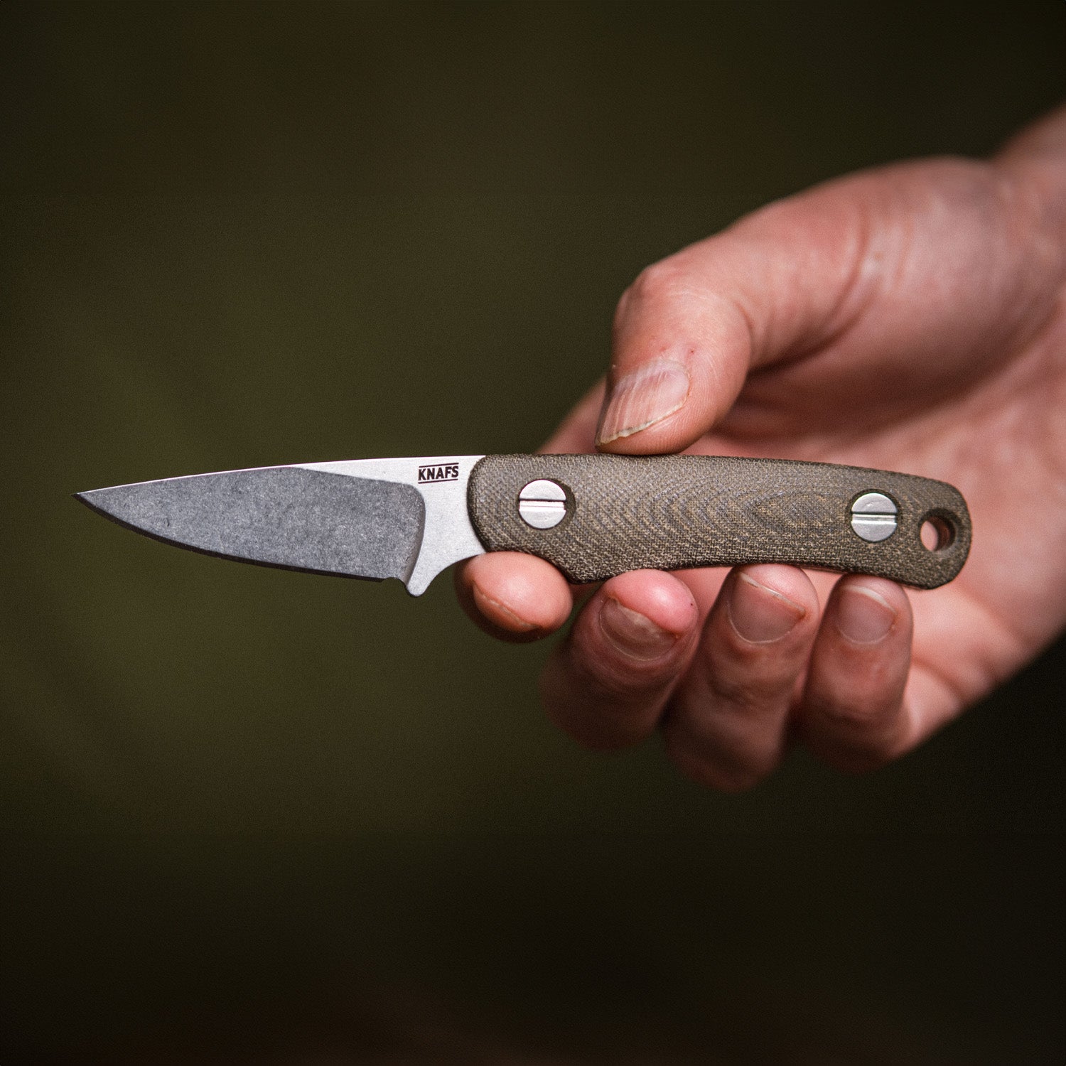 Little Lulu Fixed Blade Knife- Stonewash MagnaCut - Green Micarta