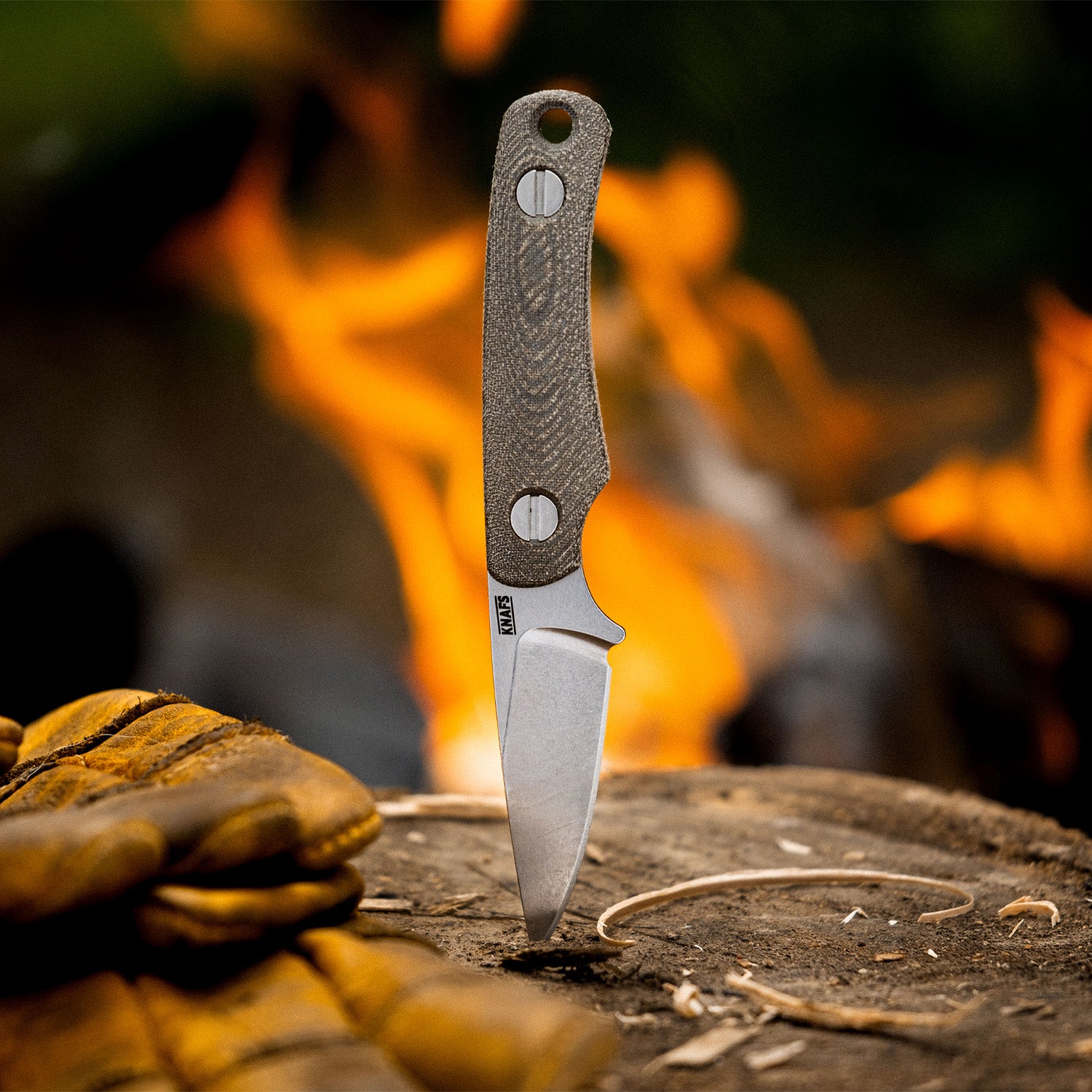 Little Lulu Fixed Blade Knife- Stonewash MagnaCut - Green Micarta