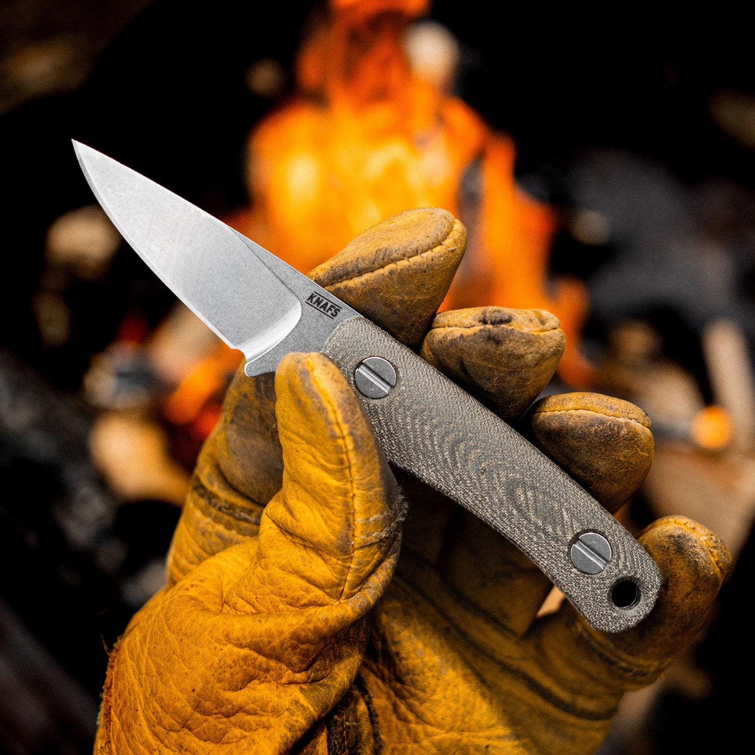 Little Lulu Fixed Blade Knife- Stonewash MagnaCut - Green Micarta