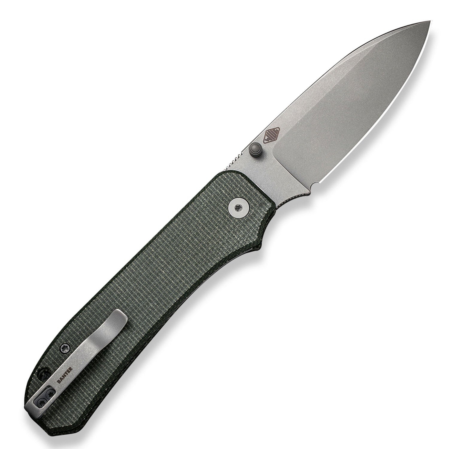 Big Banter Pocket Knife - Green Micarta - 20 CV - Back Open